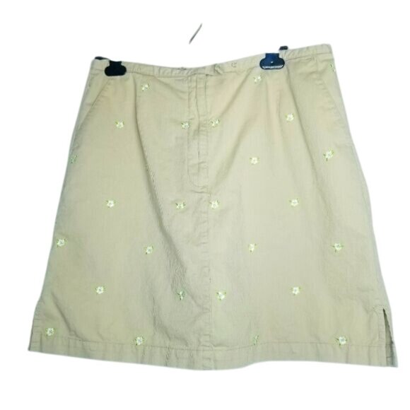 Lizgolf Beige Cotton Skirt Shorts Skorts‎ Embroidered Floral Golf Size 12 - Picture 1 of 11